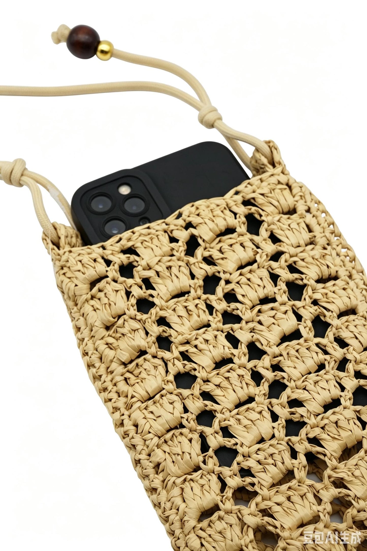 Crochet Raffia Cell Phone Crossbody Fits Max Ultra Woven Travel Passport Sunglass Case Holder