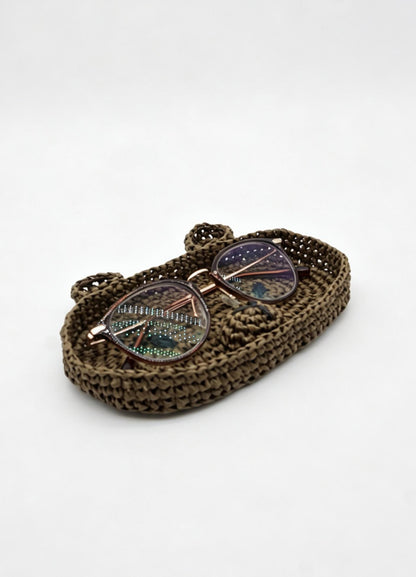 Crochet Raffia  Cat Face Tray – Woven Eyeglass Holder, Kitten Sunglasses Dish
