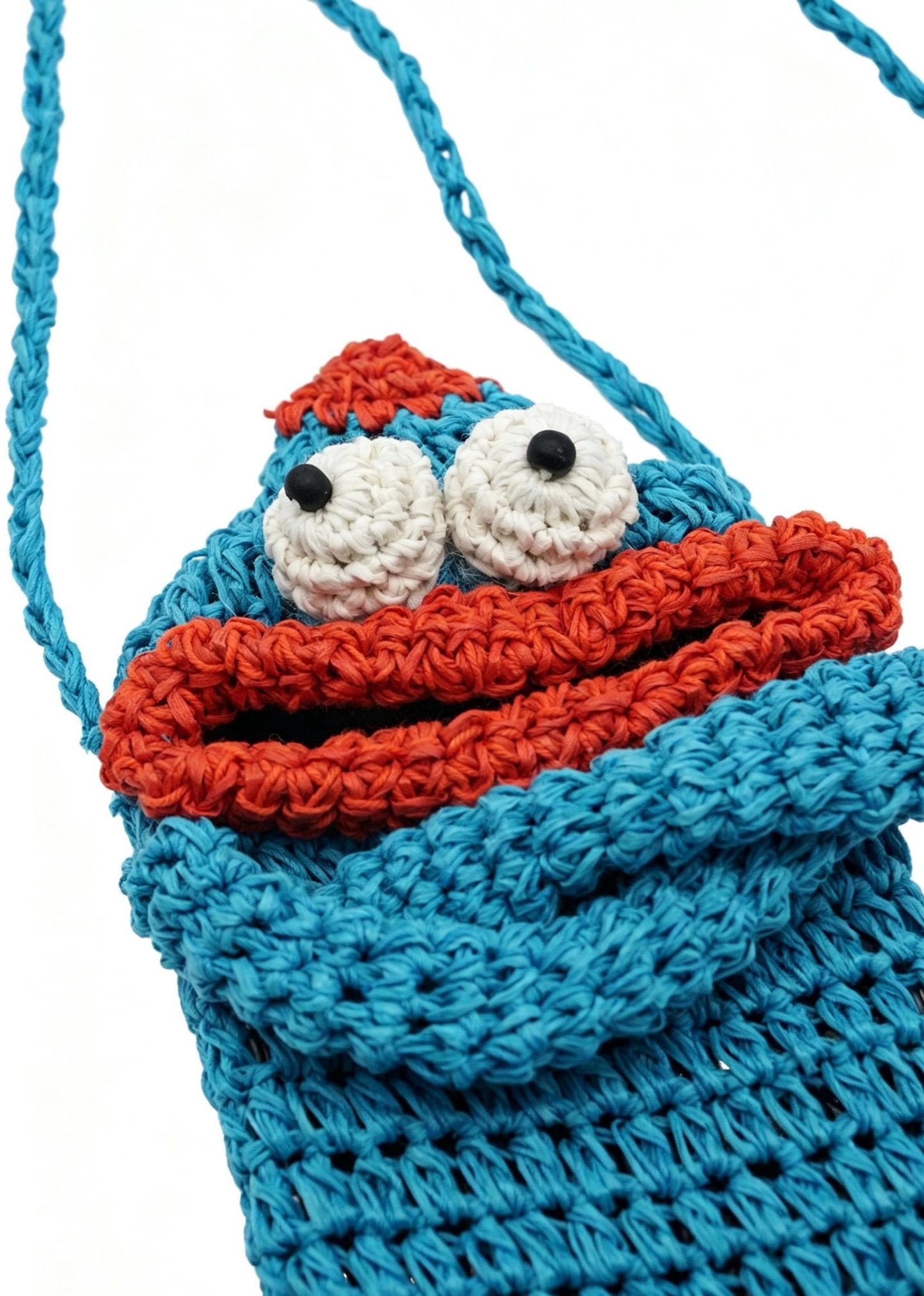 Crocheted Monster Phone Bag, Cotton Yarn Sling Purse, Kawaii Shoulder Bag