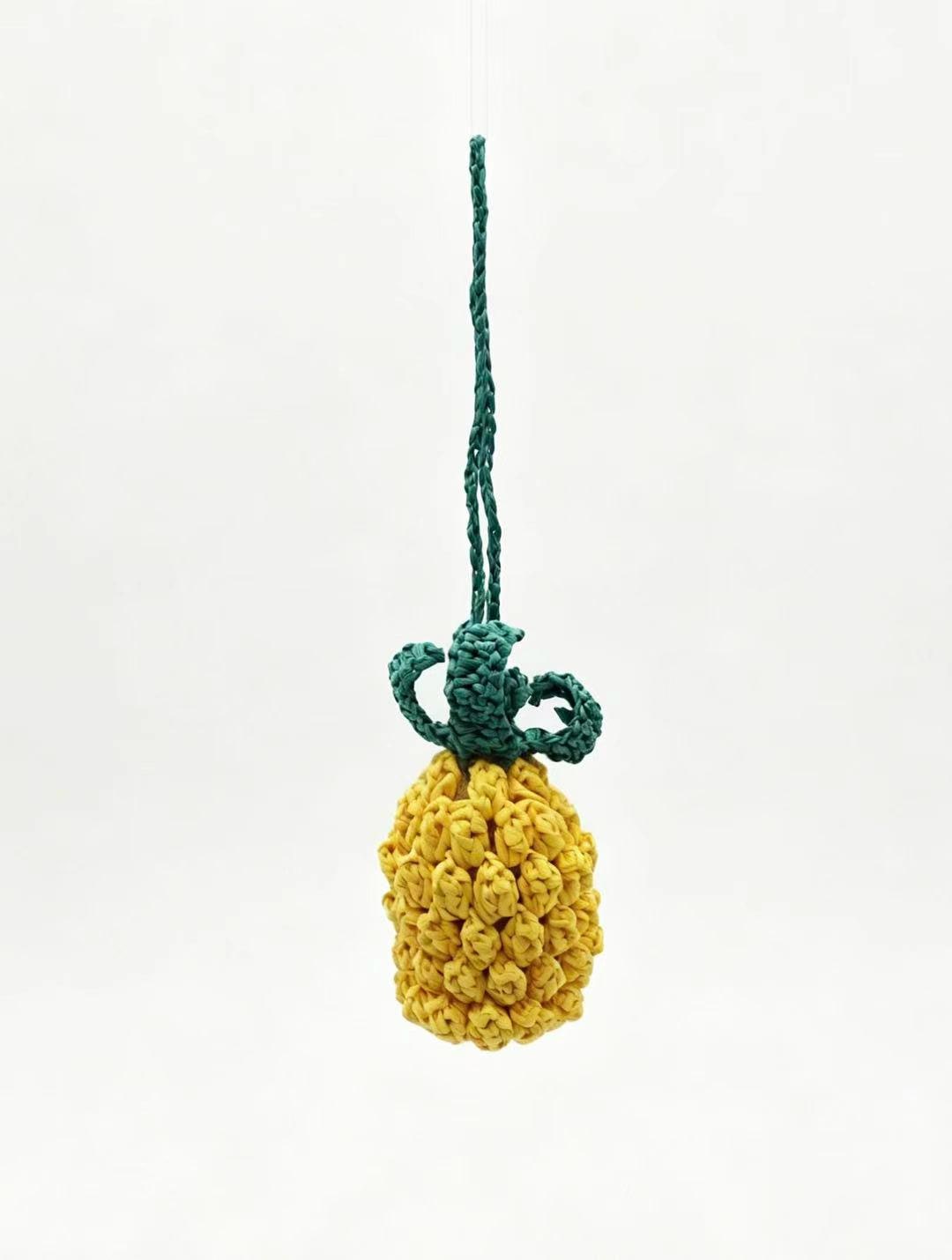 Hand Crochet Raffia Pineapple Bag Charm