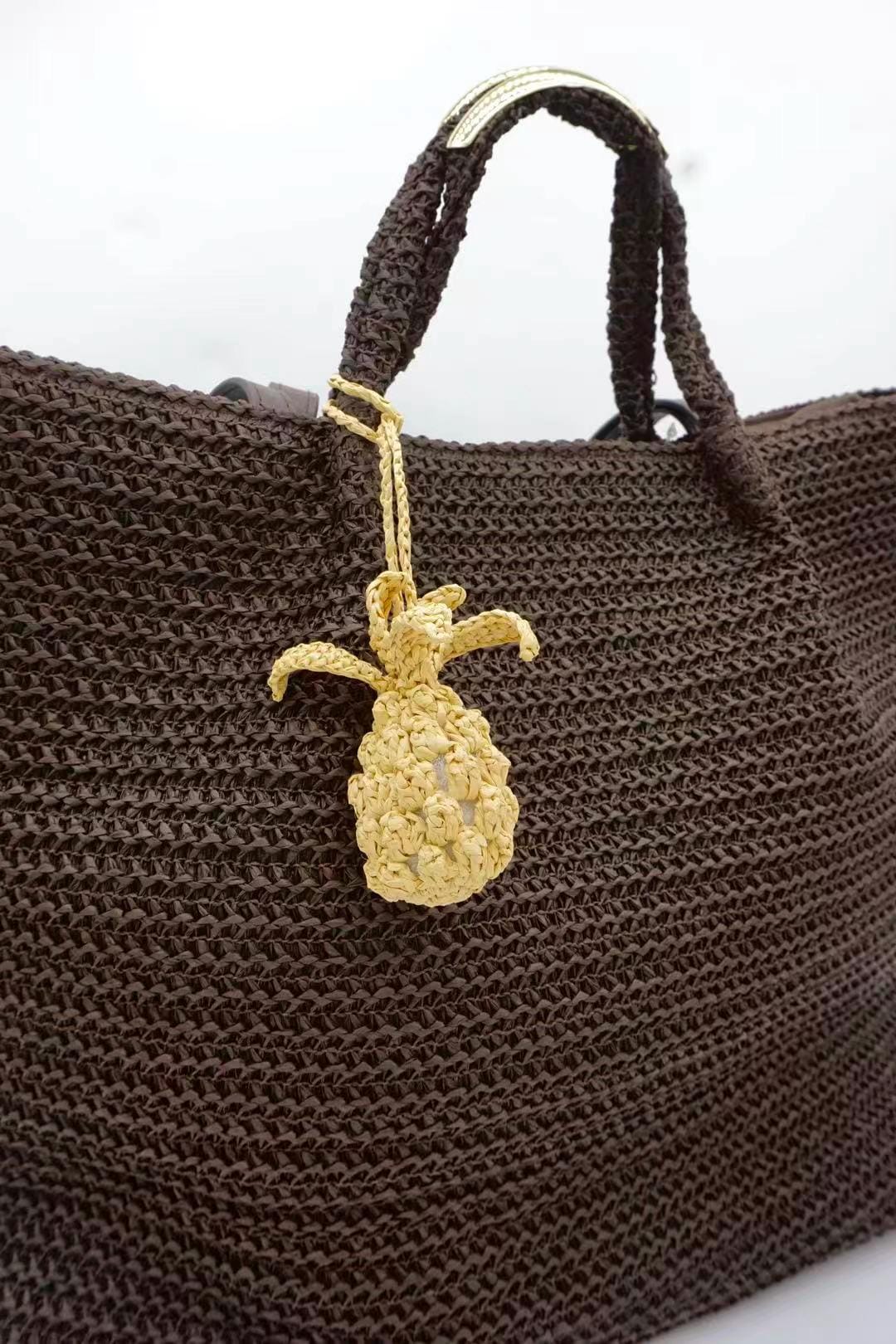 Hand Crochet Raffia Pineapple Bag Charm