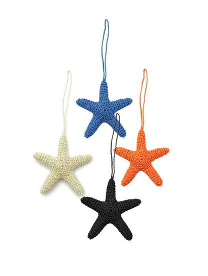 Hand Crochet Starfish Charm, Eco Paper Yarn Keychain, Coastal Beach Bag Accessory