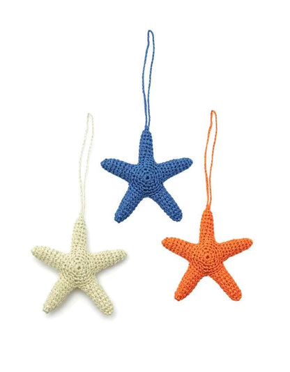 Hand Crochet Starfish Charm, Eco Paper Yarn Keychain, Coastal Beach Bag Accessory