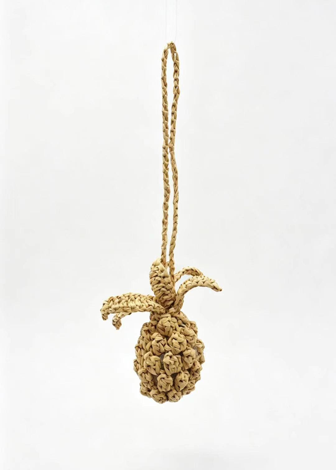 Hand Crochet Raffia Pineapple Bag Charm