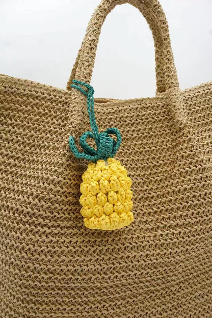 Hand Crochet Raffia Pineapple Bag Charm