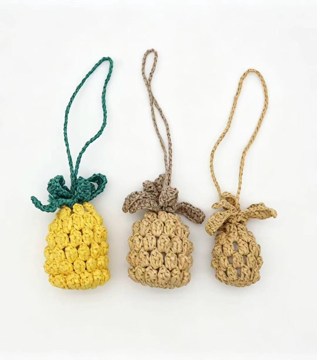 Hand Crochet Raffia Pineapple Bag Charm